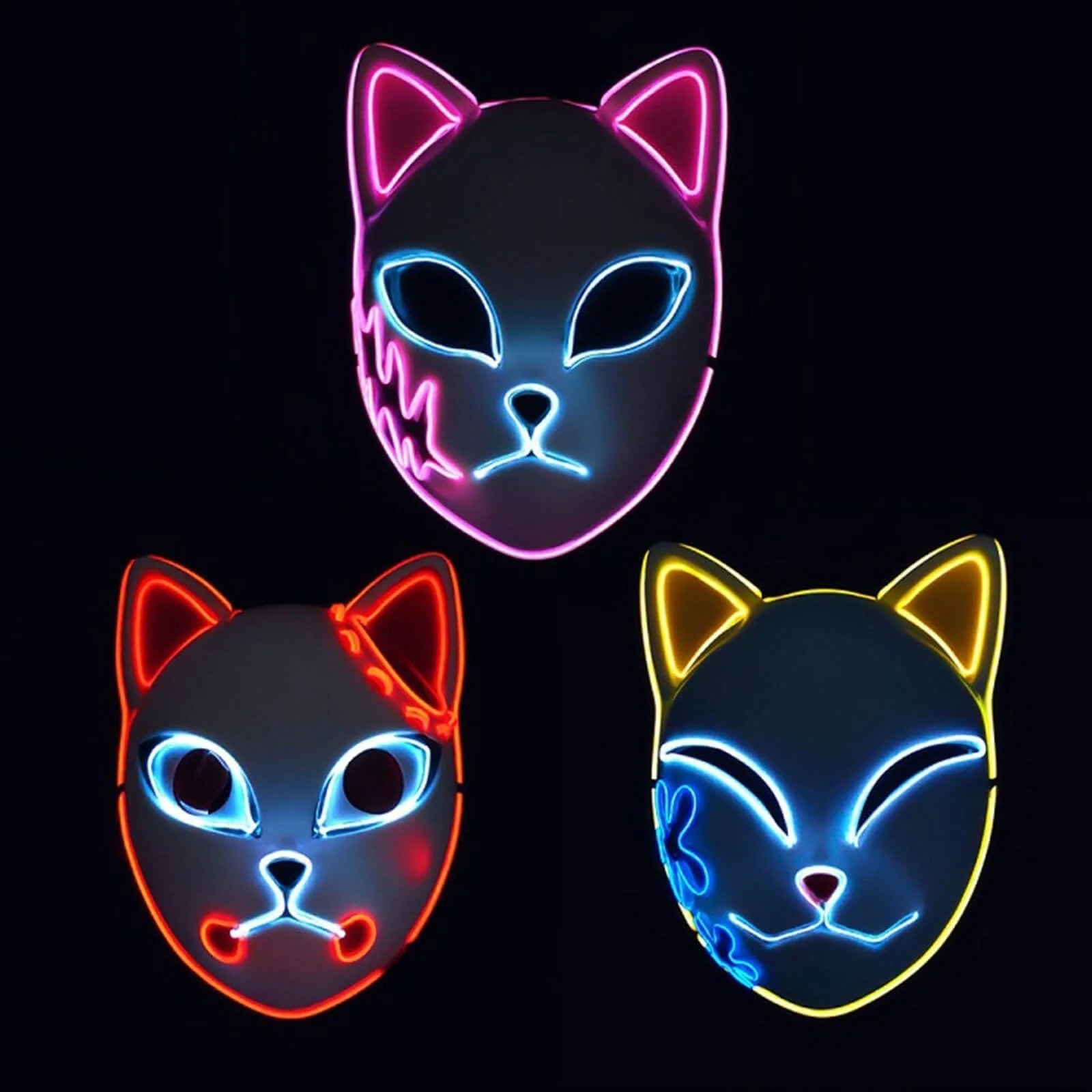 Halloween Mask Cat Design LED Light-Up Costume Light Up Mask - Image 2 Halloween Mask Cat Design LED Light-Up Costume Light Up Mask - Image 2