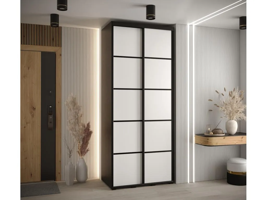 ARMARIO Decocasaes 4 DE PUERTAS CORREDERAS 235.2/110/45 2 puertas (Negro/Blanco/Negro) uywp70628