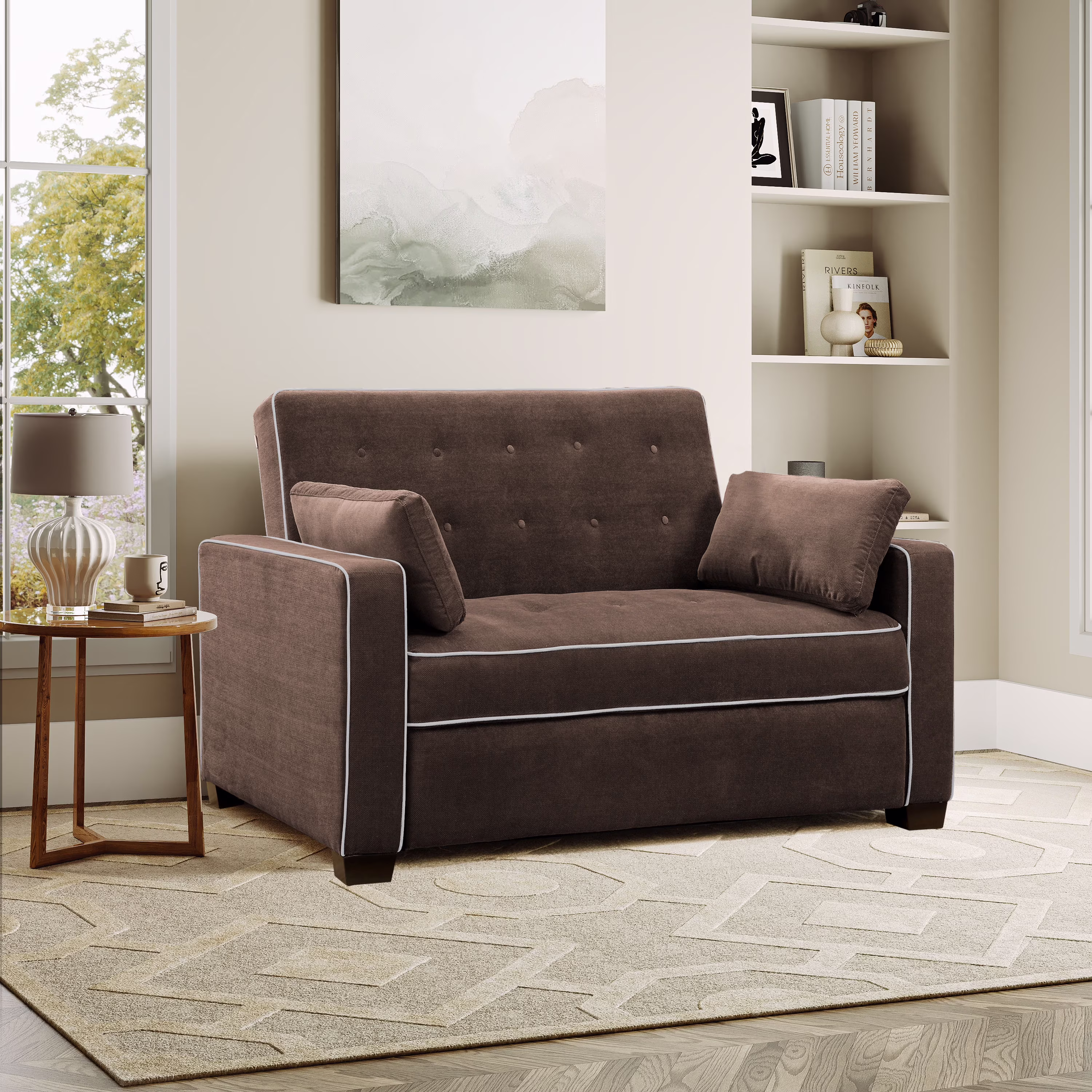 Serta Dream Convertibles Monroe Modern Polyester Convertible Queen Sofa Bed with Pillows Grey - Image 9