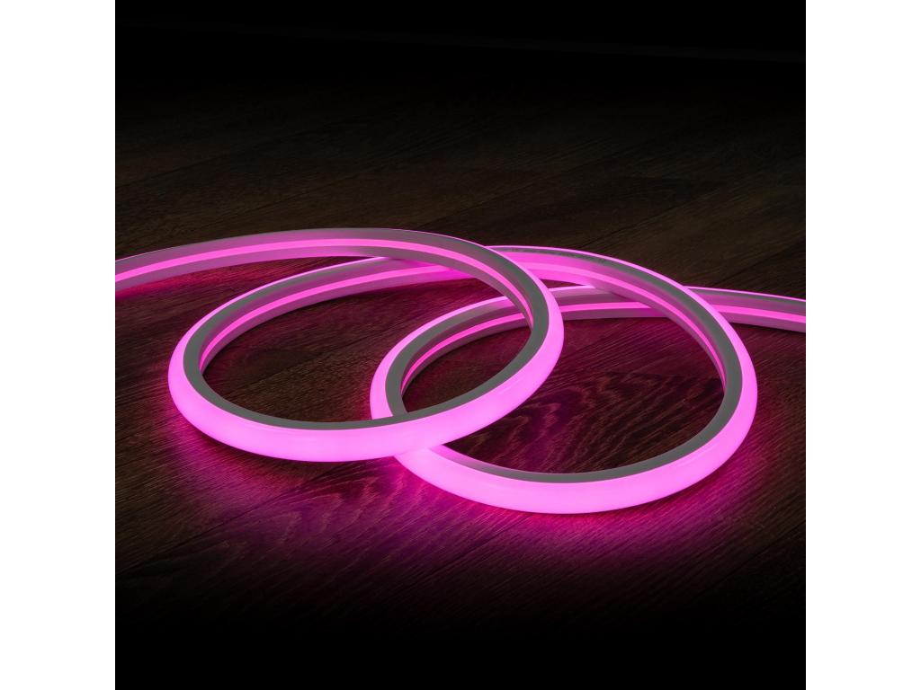 Tira Neón LED 7.5 W/m Regulable 220V AC 120 LED/m Semicircular 180º Rosa IP67 a Medida Corte cada 100 cm 11 m