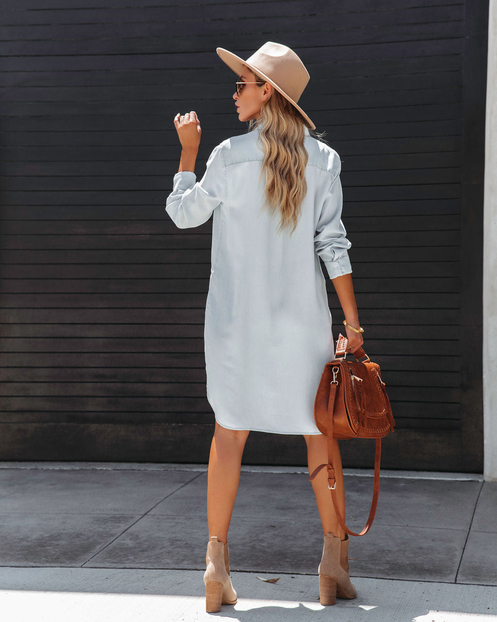 Dominic Chambray Pocketed Button Down Shirt Dress - SALE - Se7enfashion