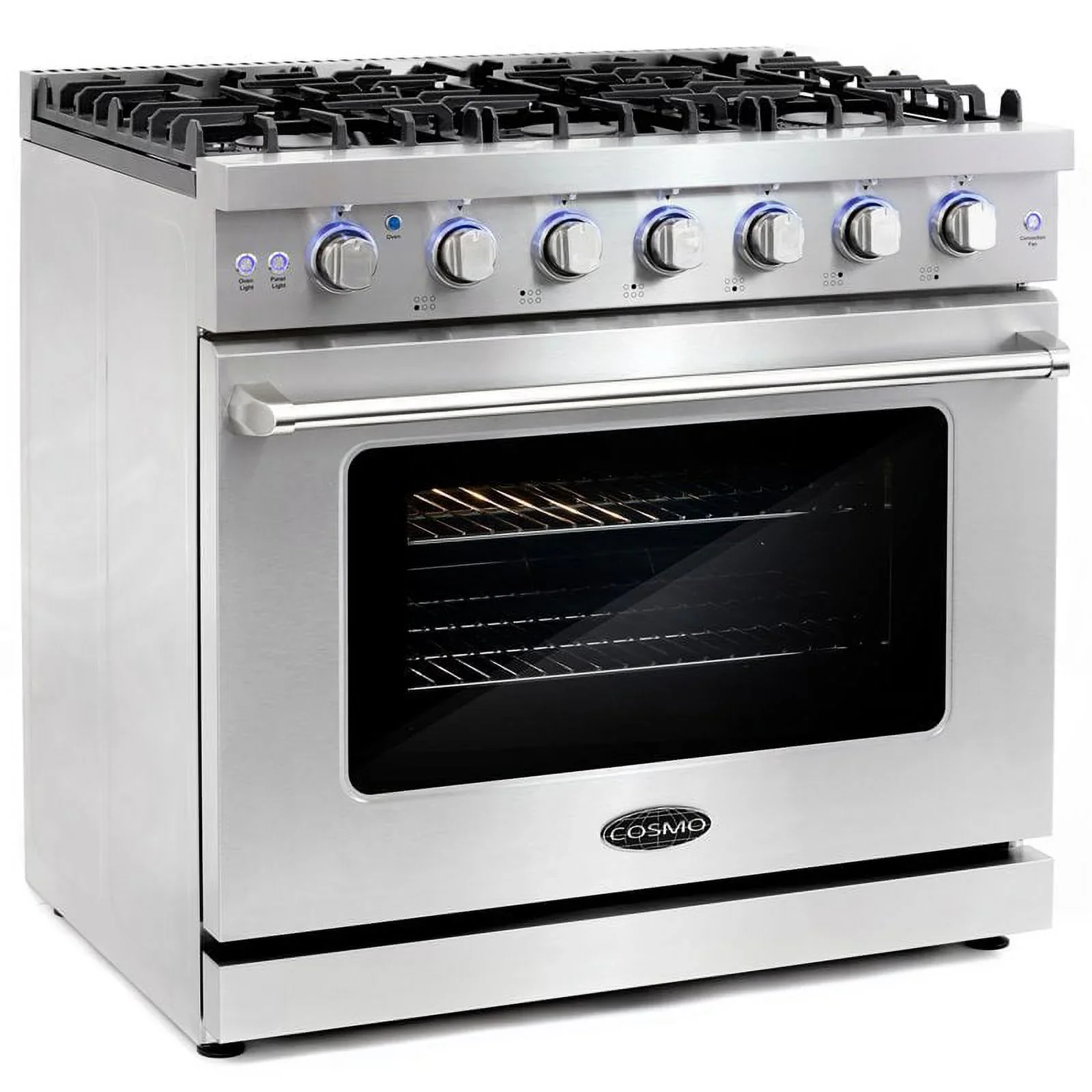 Cosmo 36 Inch 6 Cubic Foot Gas Range Convection Oven with 6 Italian Burners