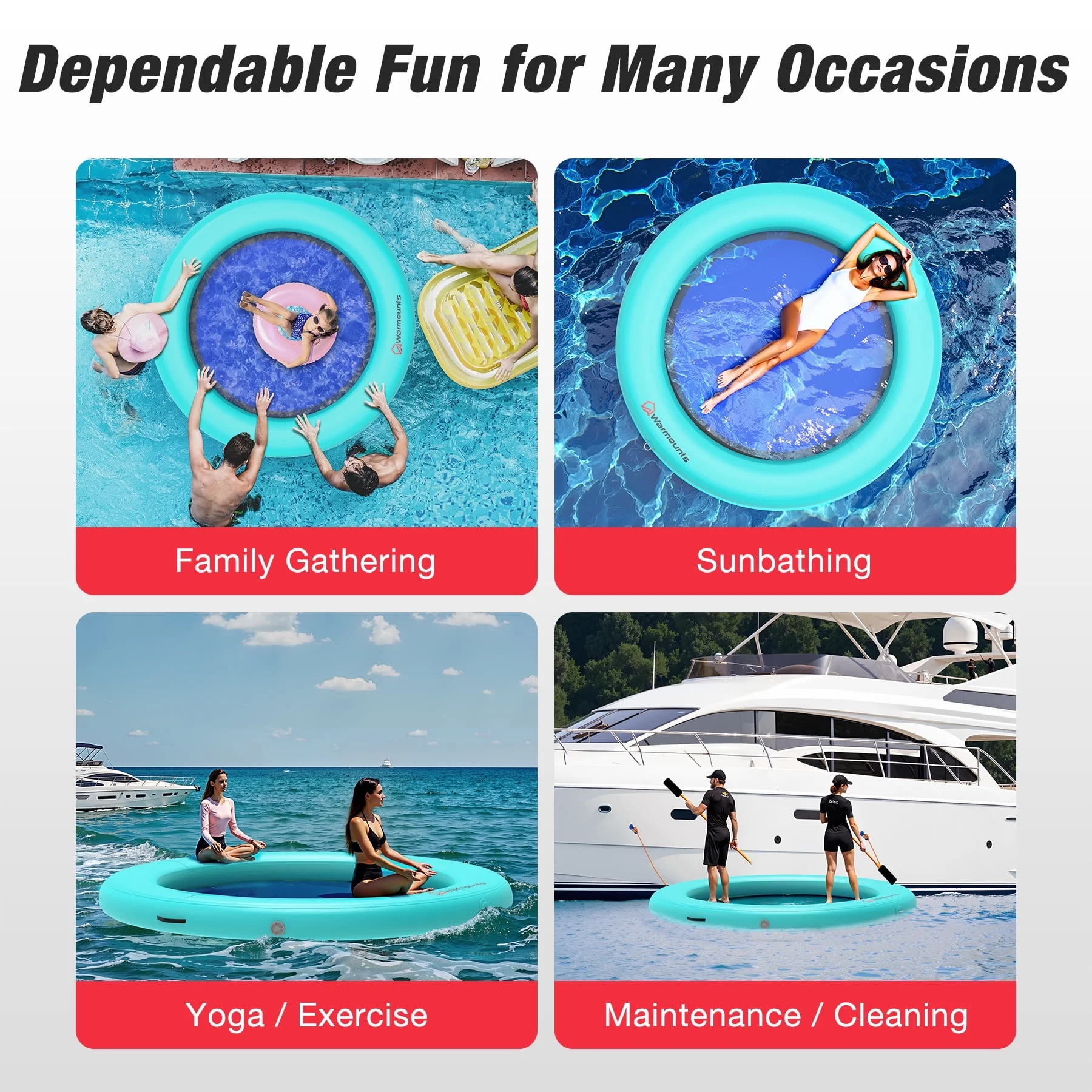 WARMOUNTS Inflatable Floating Dock, 8*6ft Air Inflatable Dock Platform, Non-Slip Water Island Float Raft with Rope Ladder for Ocean Lake River Boat - Image 25