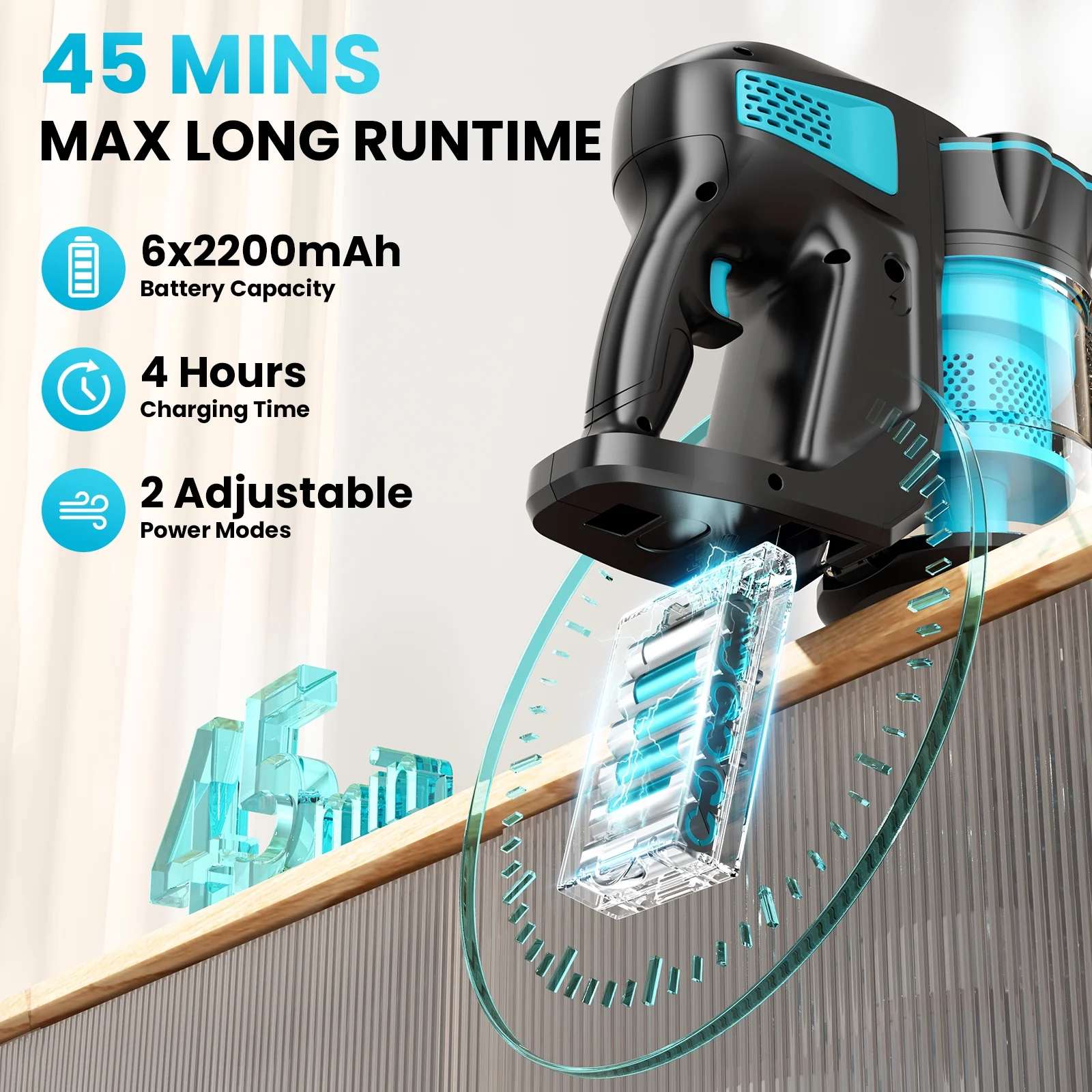 INSE Cordless Vacuum Cleaners, 6-in-1 Lightweight Stick Vacuum for Hardwood Floor Carpet Pet Hair, V770 - Image 4