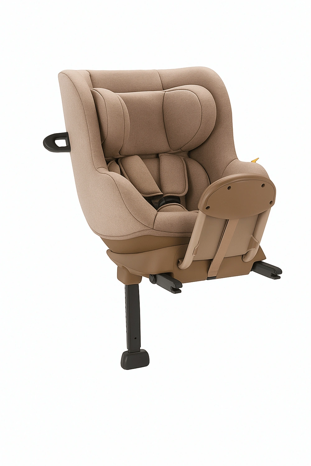 Silla de coche con respaldo ajustable en 4 posiciones y barra de seguridad trasera, hasta 22 kg, con arnés de 5 puntos y protección lateral, categoría Asientos de coche, color beige marrón, apta para 0 a 12 años