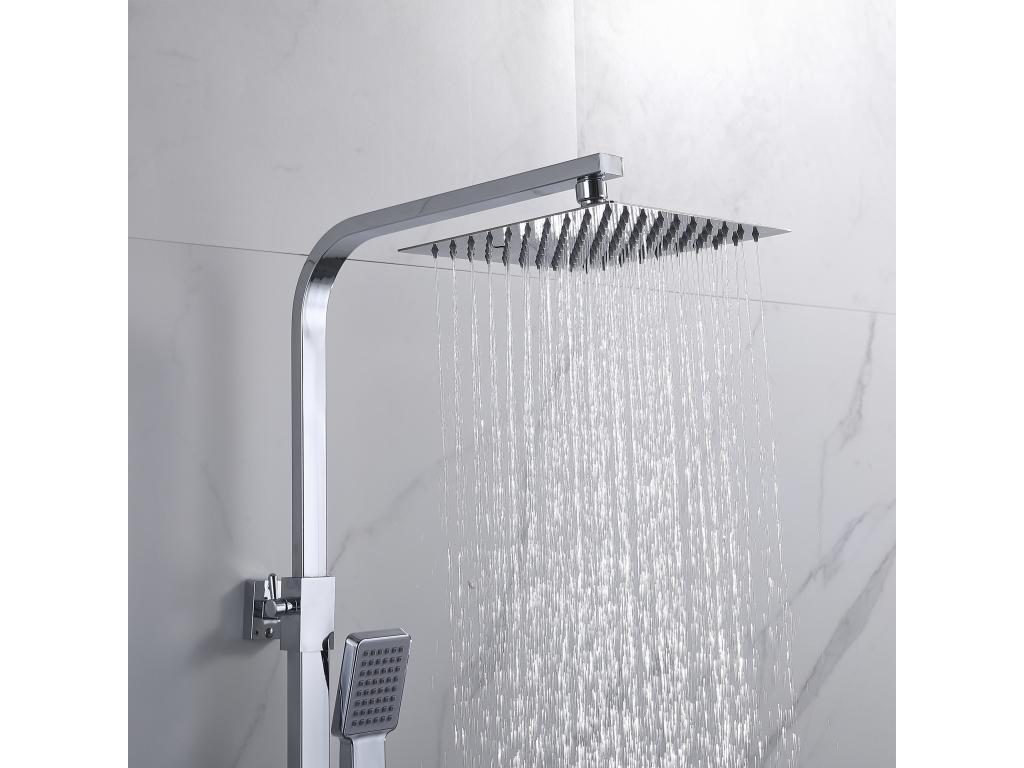 Aica columna de ducha termostática cuadrada plata alcachofa de ducha barra de acero inoxidable