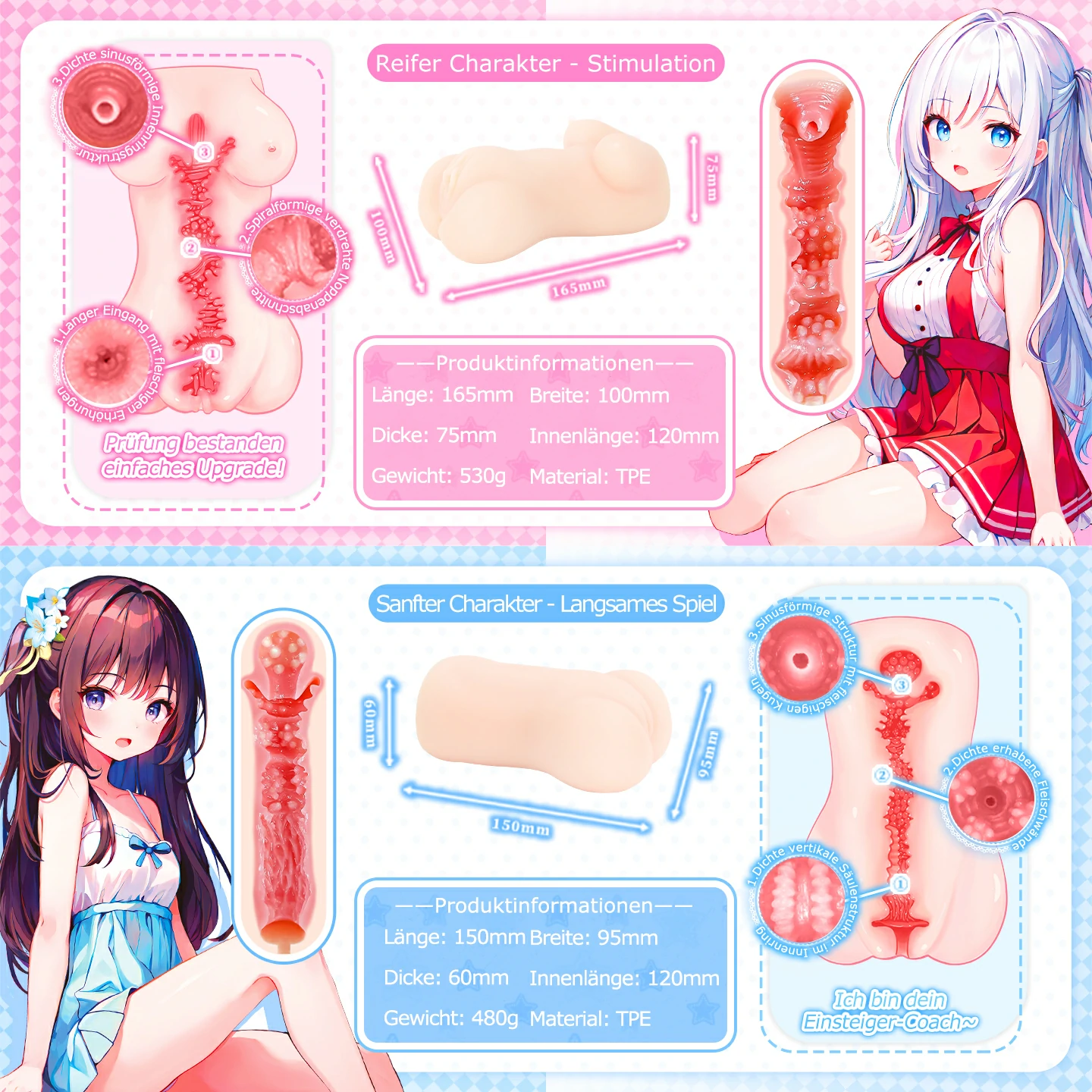 Dr.YUU Duo-Set Onahole mit zwei Waifu-Charakteren und unterschiedlichen Kanälen – Bild 3