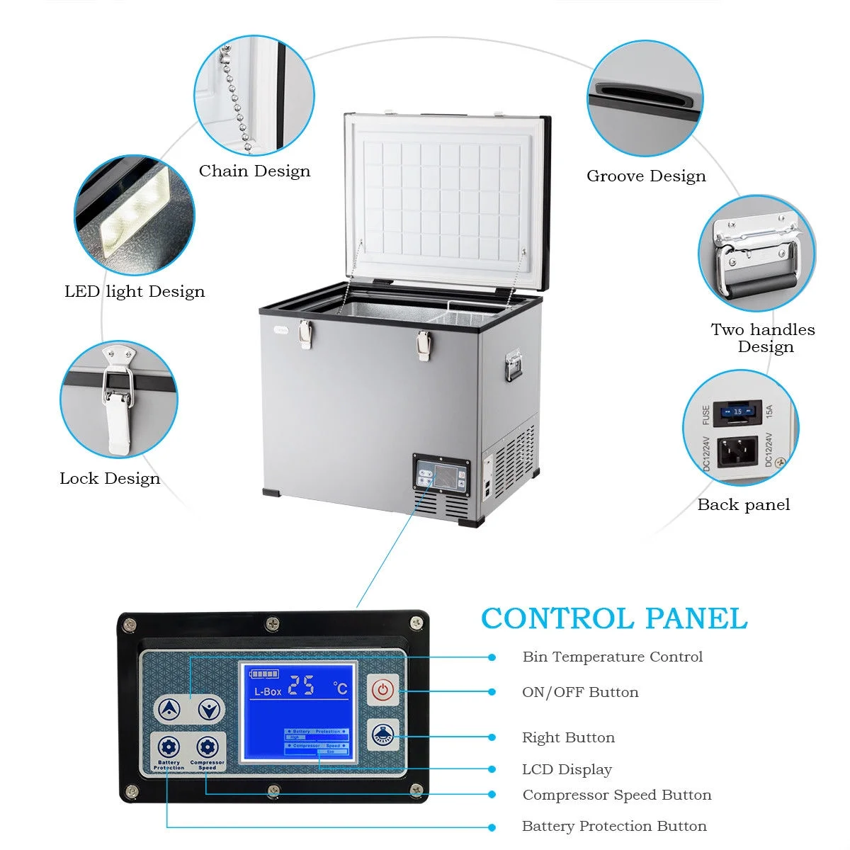 Costway 63-Quart Portable Electric Car Cooler Refrigerator / Freezer Compressor for RVs Camping - Image 4