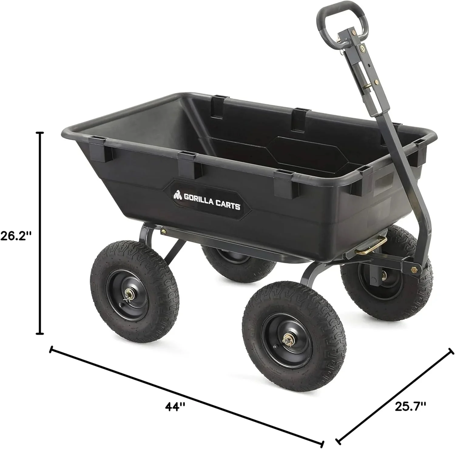 Heavy Duty Poly Utility Dump Wagon Garden Cart w/Pneumatic Tires, 6 Cu Ft - 1200 lb Capacity Outdoor Wheelbarrow for Yard, Landscaping & Gardening, Lawn Tractor or ATV Towable-Gorilla Carts