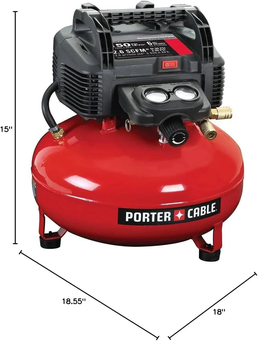 6 Gallon Oil-Free Pancake Air Compressor, 150 PSI, 2.6 SCFM at 90 PSI - Image 7 6 Gallon Oil-Free Pancake Air Compressor, 150 PSI, 2.6 SCFM at 90 PSI - Image 7