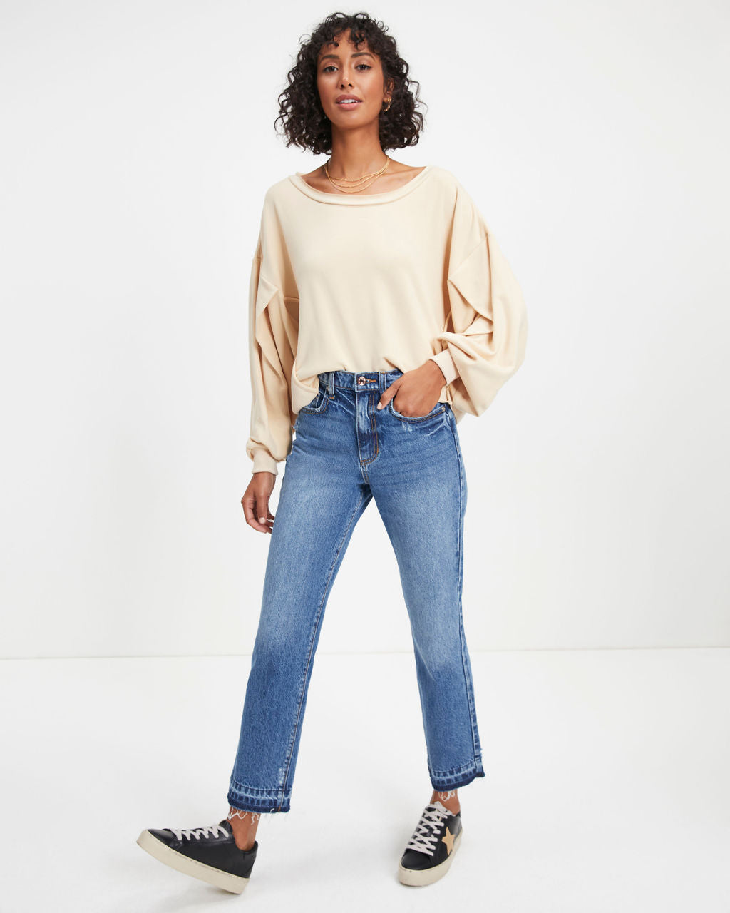 Jerome Knit Dolman Long Sleeve Top - Beige - FINAL SALE - Se7enfashion