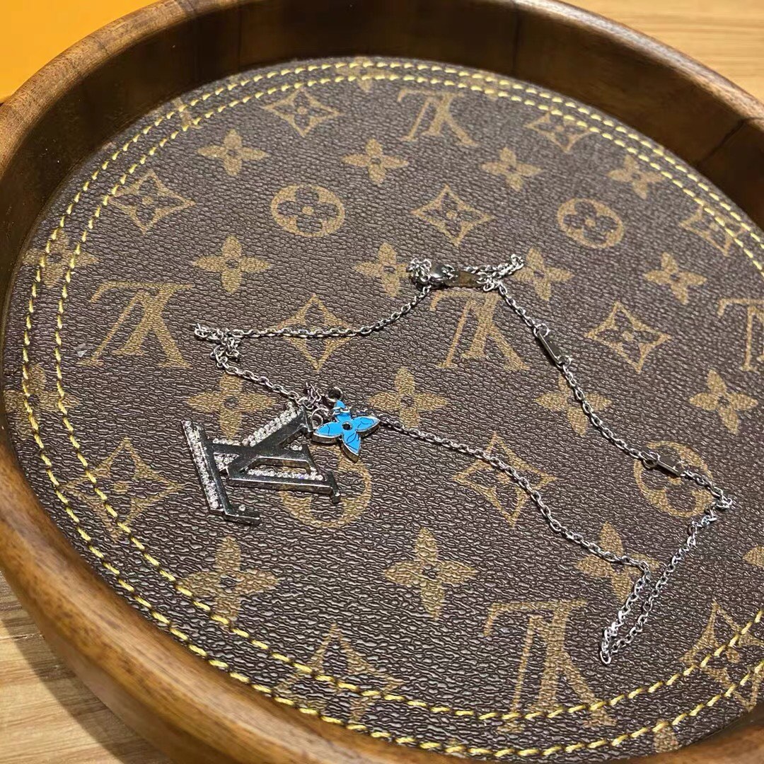 Louis Vuitton Diamond Paved LV Monogram Necklace - Original Replica Club