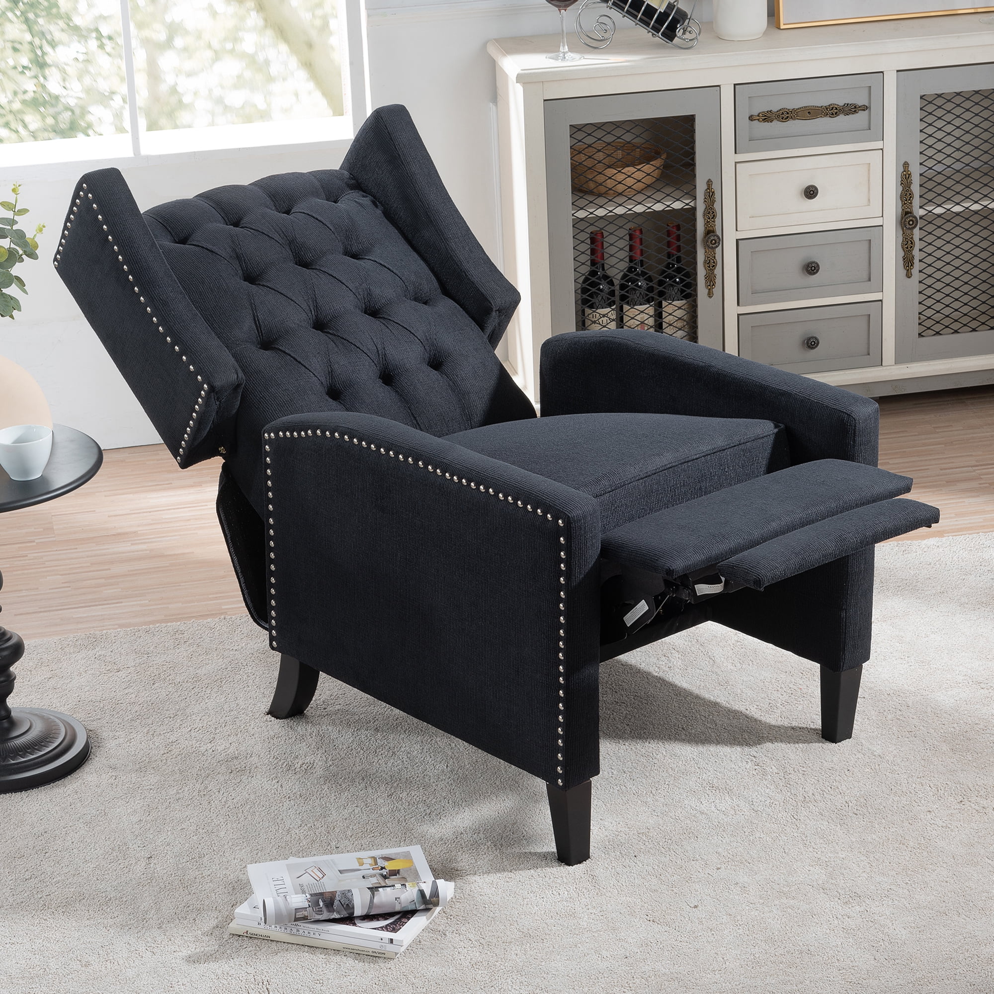 Recliner Chair, Living Room Chairs with Arms, Adjustable Single Reclining Sofa, Home Theater Seating Arm Chair with Thick Padded Seat, Footrest, Lounge Chair for Bedroom, Blue - Image 24