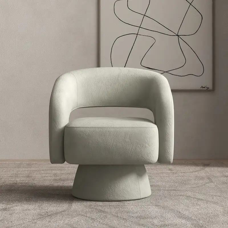 Modern Upholstered Armchair with 360-Degree Swivel Design
