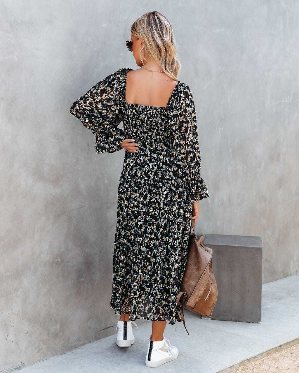 Whimsical Happenings Floral Smocked Midi Dress - Se7enfashion