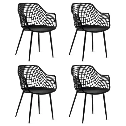 Set of 4 Modern Plastic Shell Dining Chairs with Metal Legs by Costway