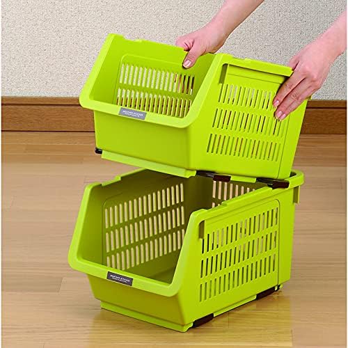 JapanBargain 4671, Japanese Stackable Storage Bin Kitchen Pantry Organizers Food Basket for Fruit Potato Condiments and Spices, Made in Japan