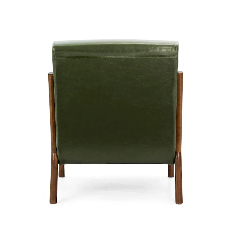Glitzhome Set of 2 Mid-Century Modern PU Leather Accent Chairs - 30.75H with Cushions (25.75W x 33.75D)