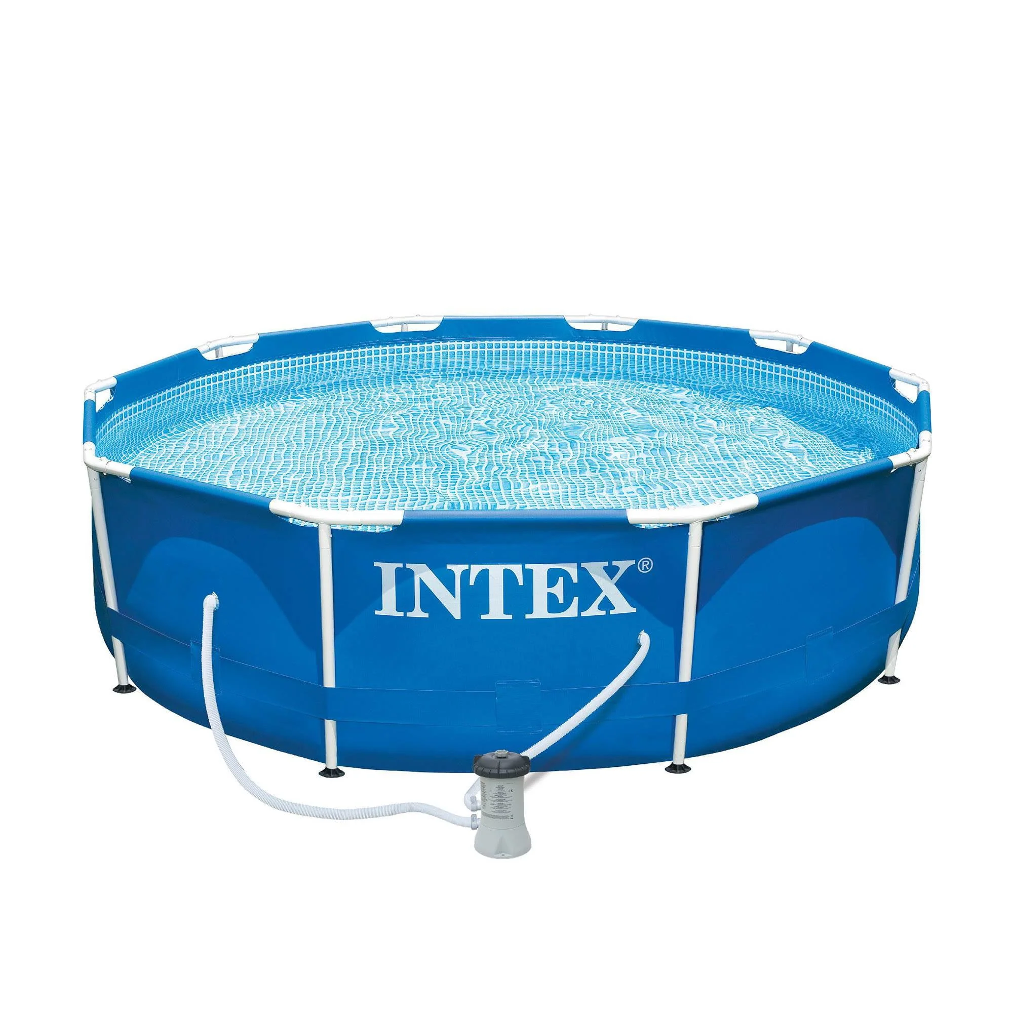 Intex Metal Frame 10' x 30" Outdoor Swimming Pool with Filter Pump & Cover Metal frame pools Round - Image 5