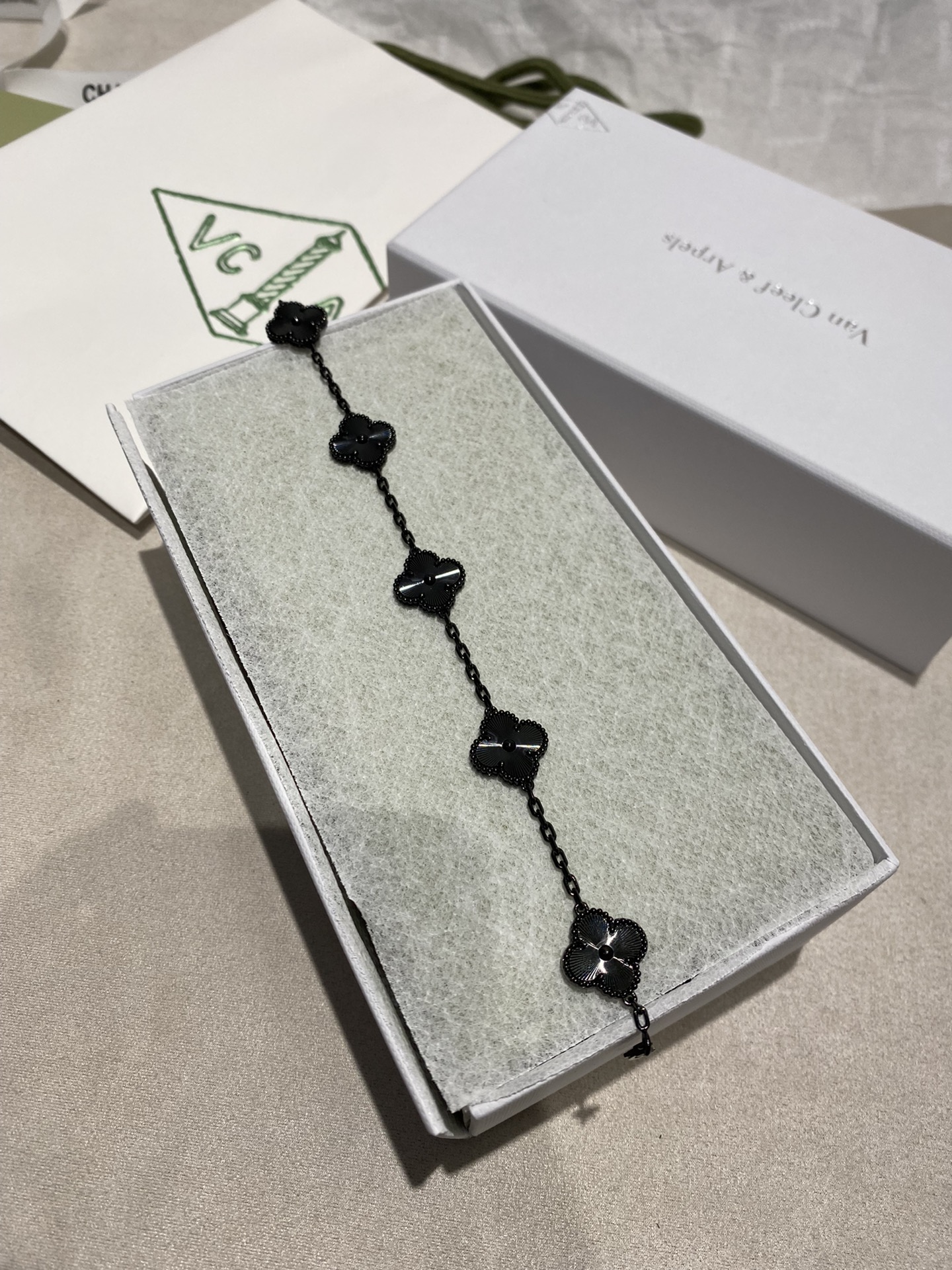 VCA Darth Vader Black Vintage Alhambra 5 Motifs Bracelet - Original Replica Club
