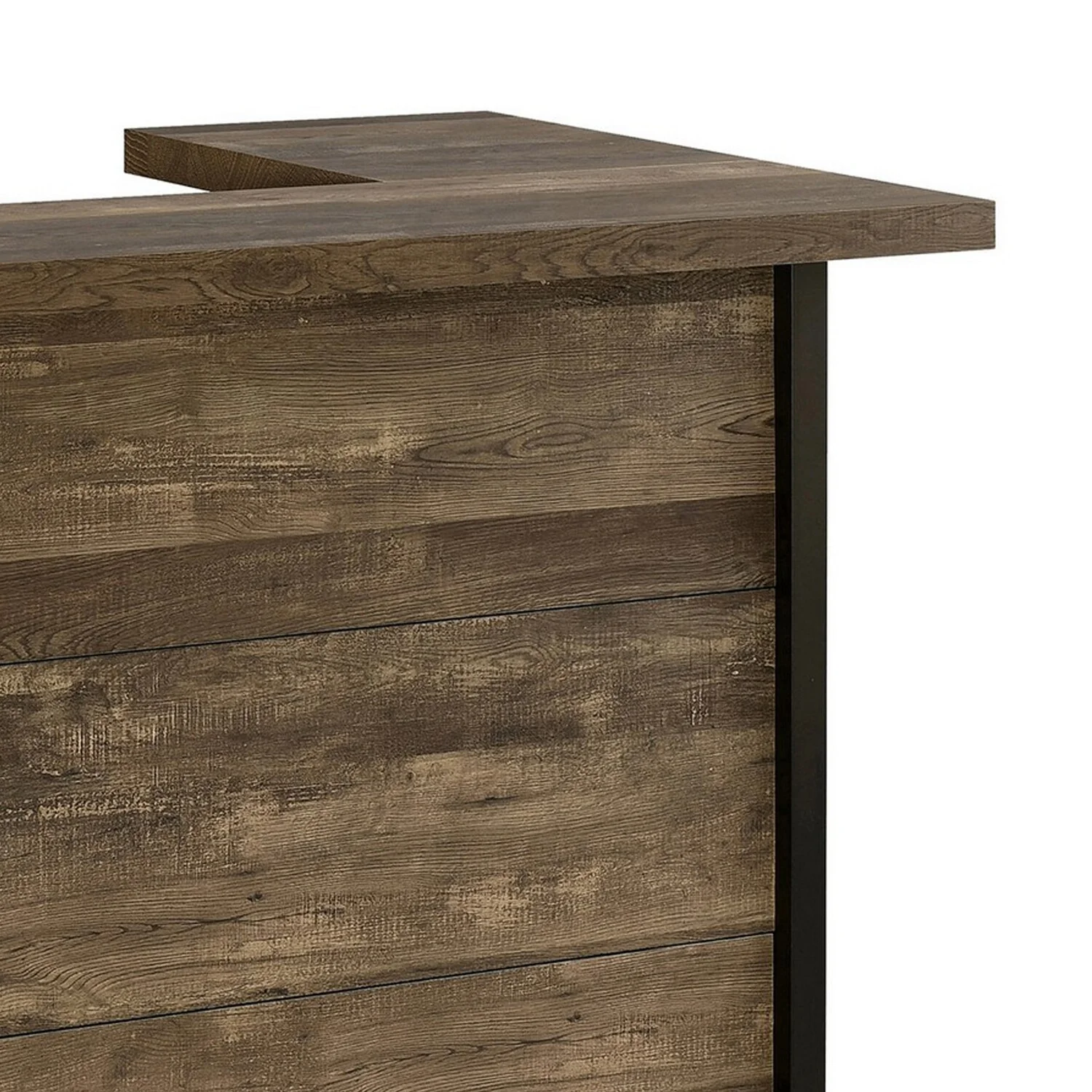 71 Inch Rectangular Home Bar Serving Unit Storage Shelves 2 Tiers Brown - Image 2