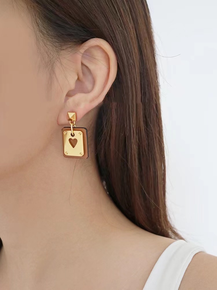 Hermes Cowhide Leather Square Tag Earrings - Original Replica Club