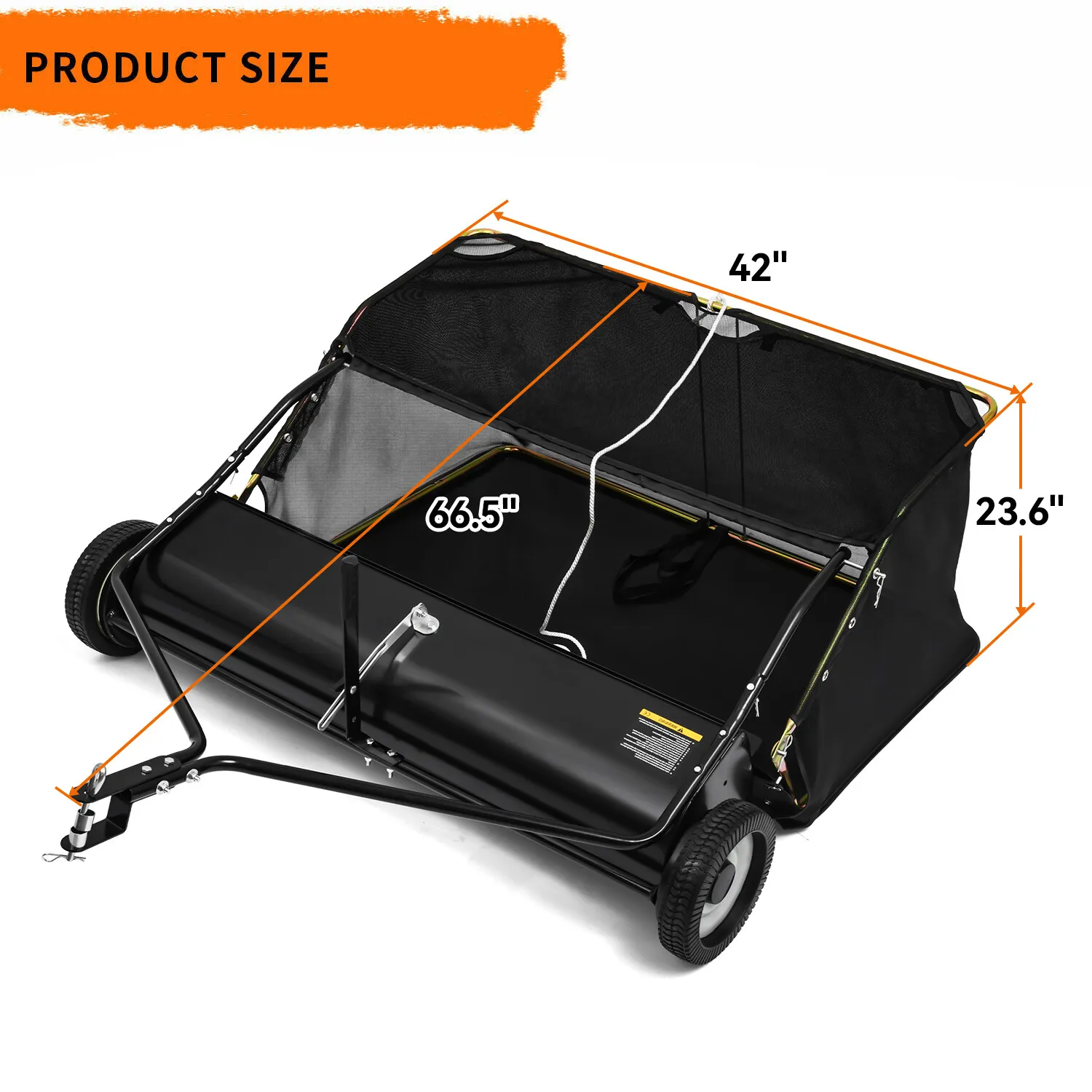 Dextrus 42 in Tow Behind Lawn Sweeper Leaf Collector for Garden Grass Lawn 12 Cu ft Capacity Tractor assembly - Image 4