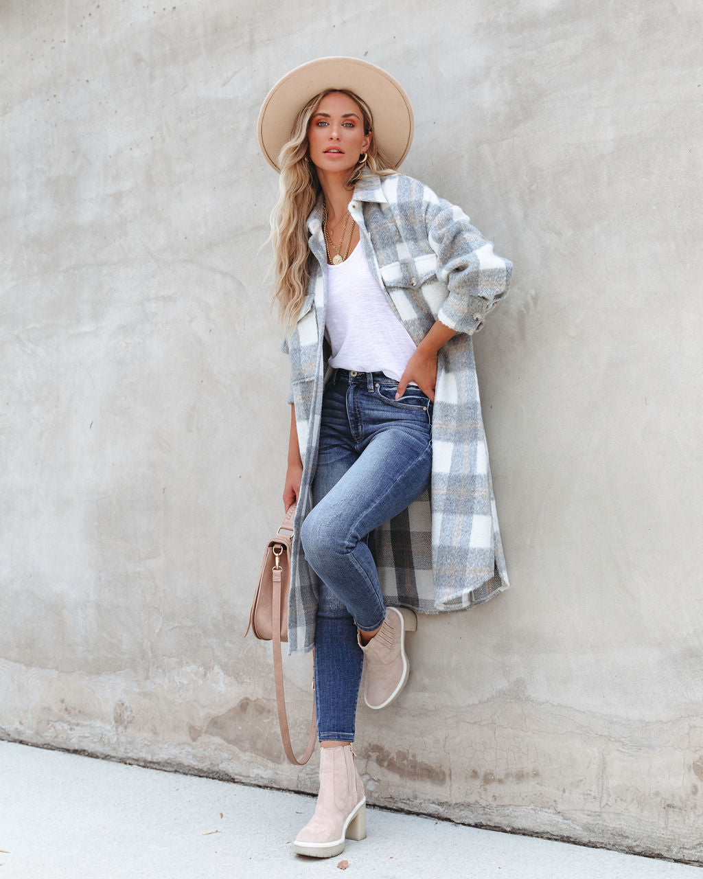 Coffee Shop Strolls Pocketed Plaid Button Down Coat - SALE - Se7enfashion
