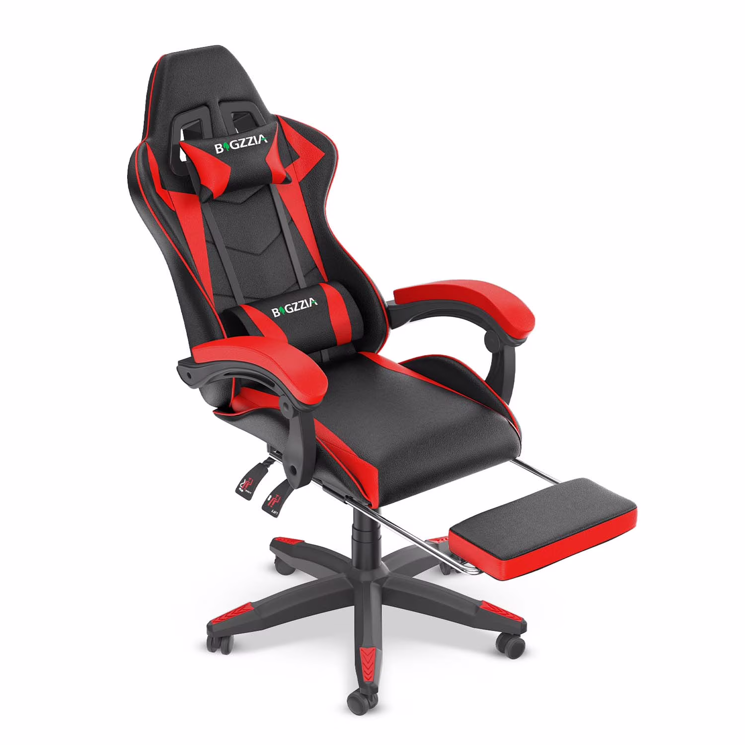 Bigzzia Gaming Chair Office Chair, Ergonomic Game Chair with Height Adjustable Headrest and Lumbar Support for Adults Teens, Black & White - Image 15