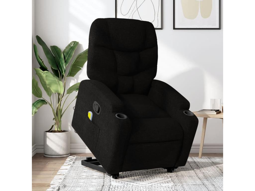 Sillón reclinable de masaje elevable tela negro