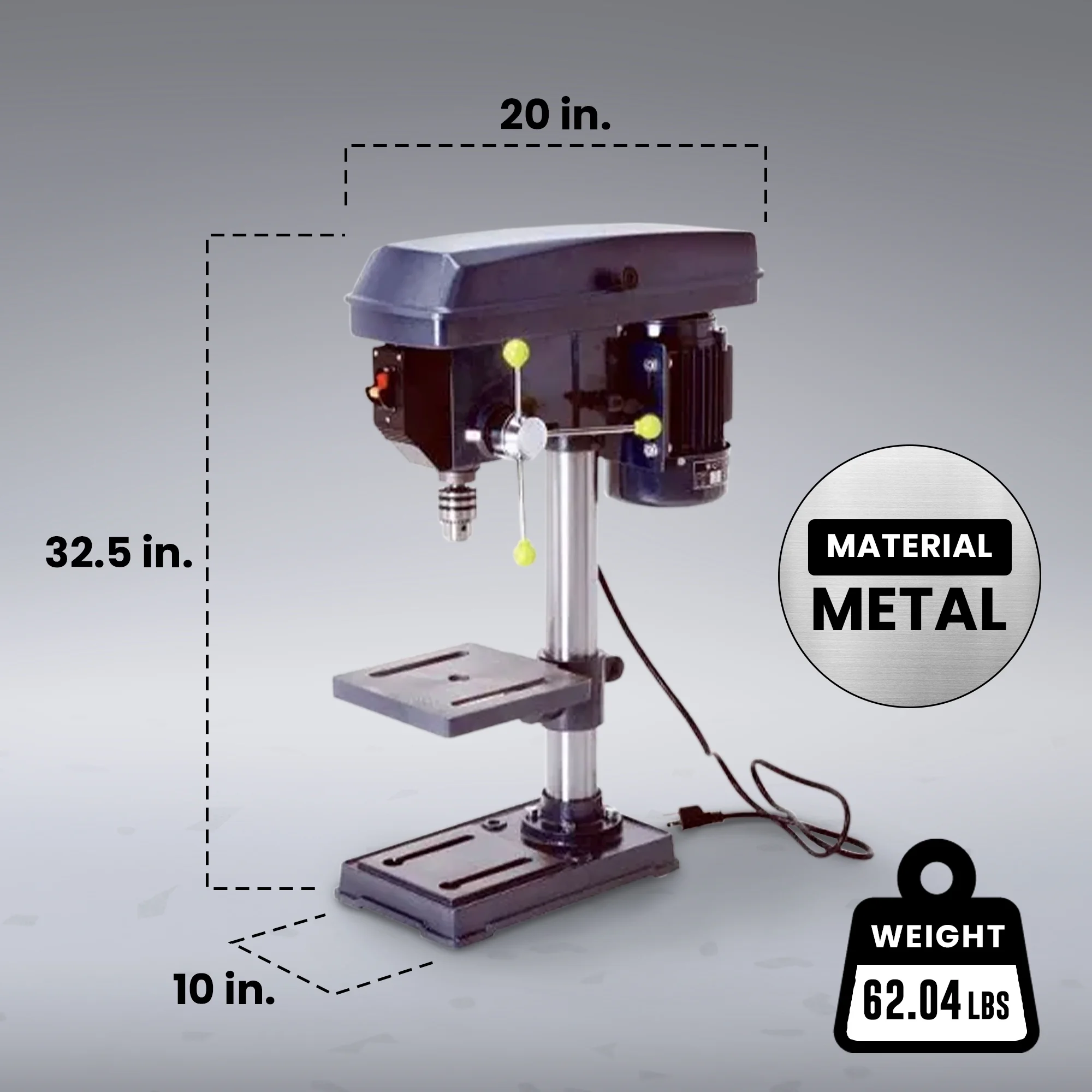 Master Mechanic 10-Inch Bench Mount Drill Press with 5 Speed 5/8 HP Motor - Image 3