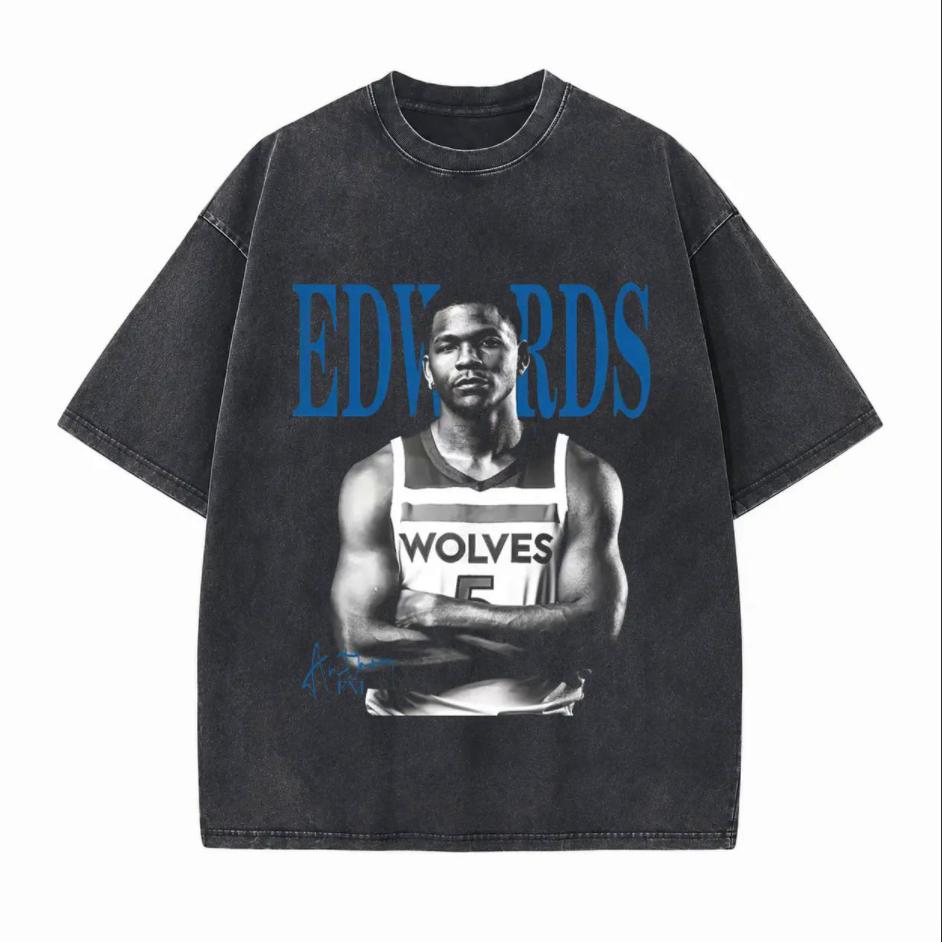 NBA Star Edwards Printed Unisex Washed T-Shirt
