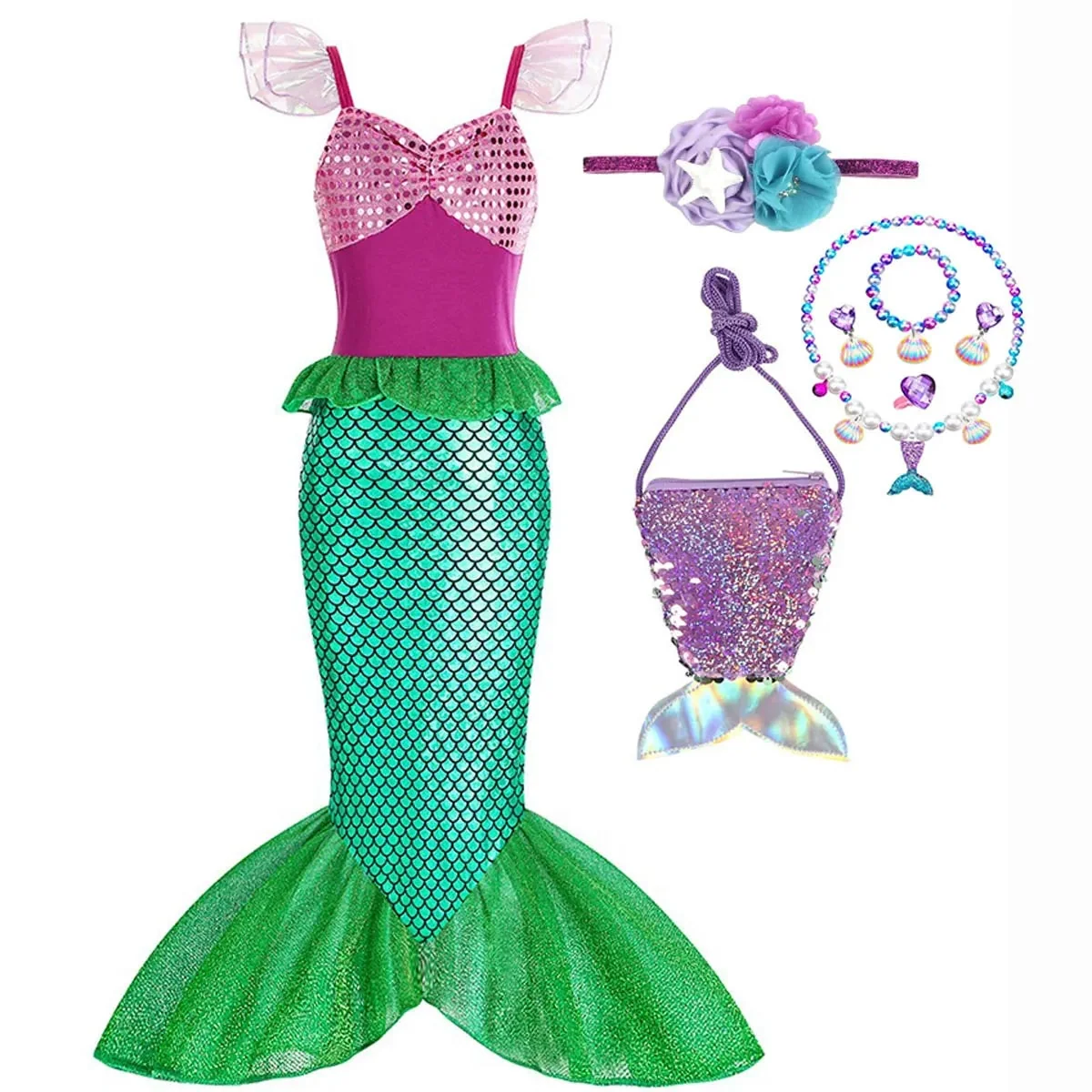 Halloween Costumes Girls Mermaid Dress Costume - Image 12 Halloween Costumes Girls Mermaid Dress Costume - Image 12