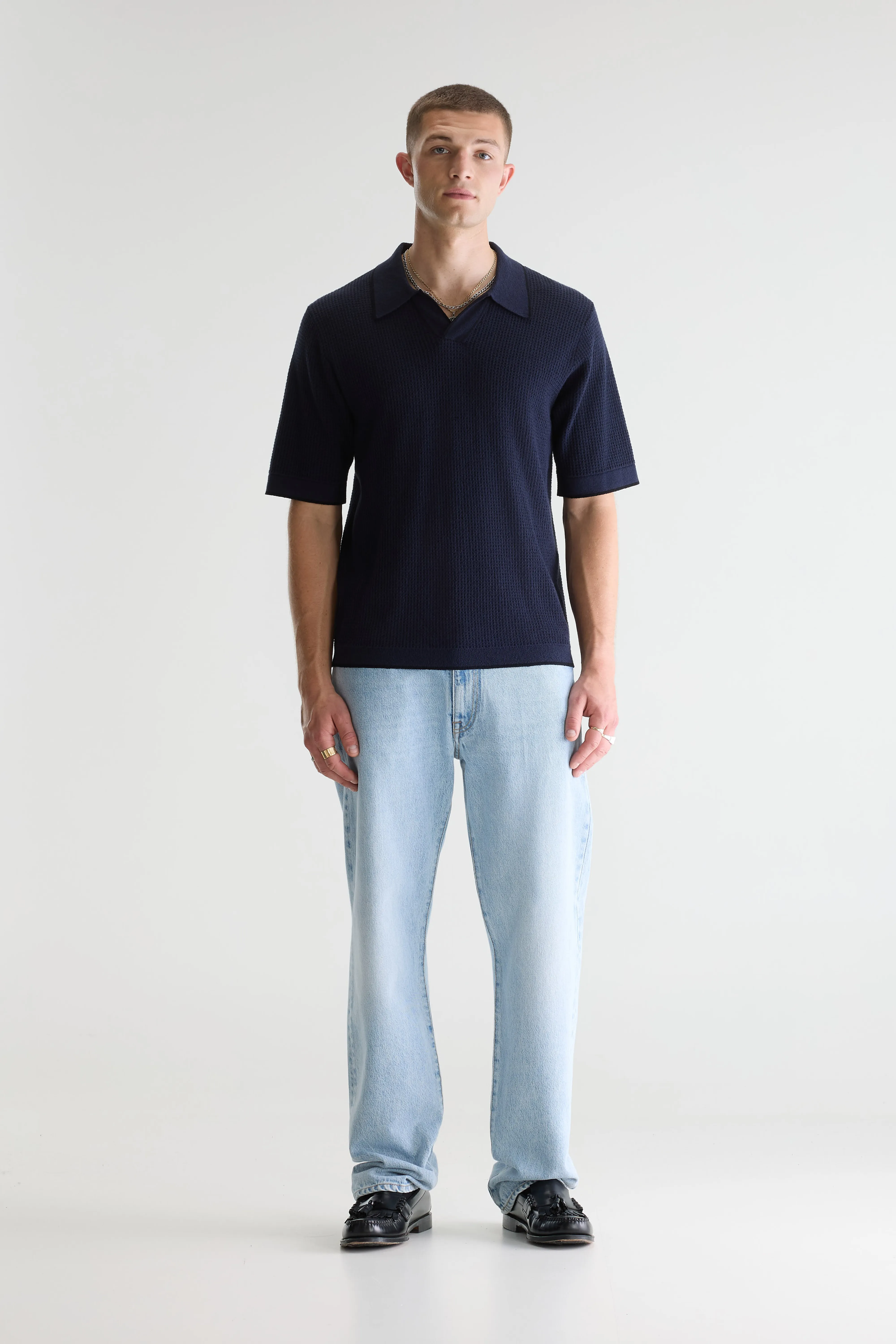 Bellerose Adoko waffle knit polo (261 / M / PARKER)