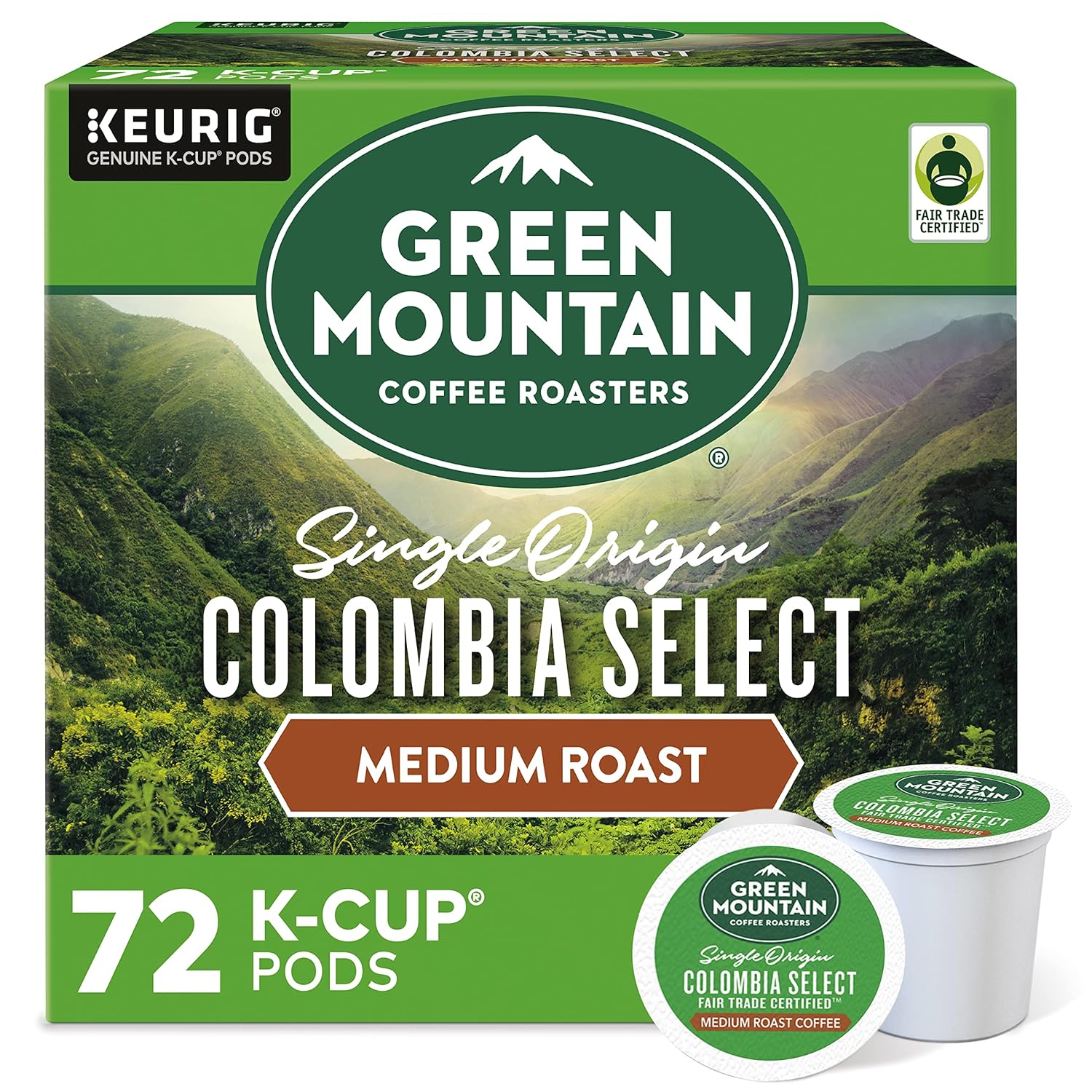 Green Mountain Coffee Roasters Colombia Select Keurig Single-Serve K-Cup Pods. Medium Roast Coffee. 72 Count