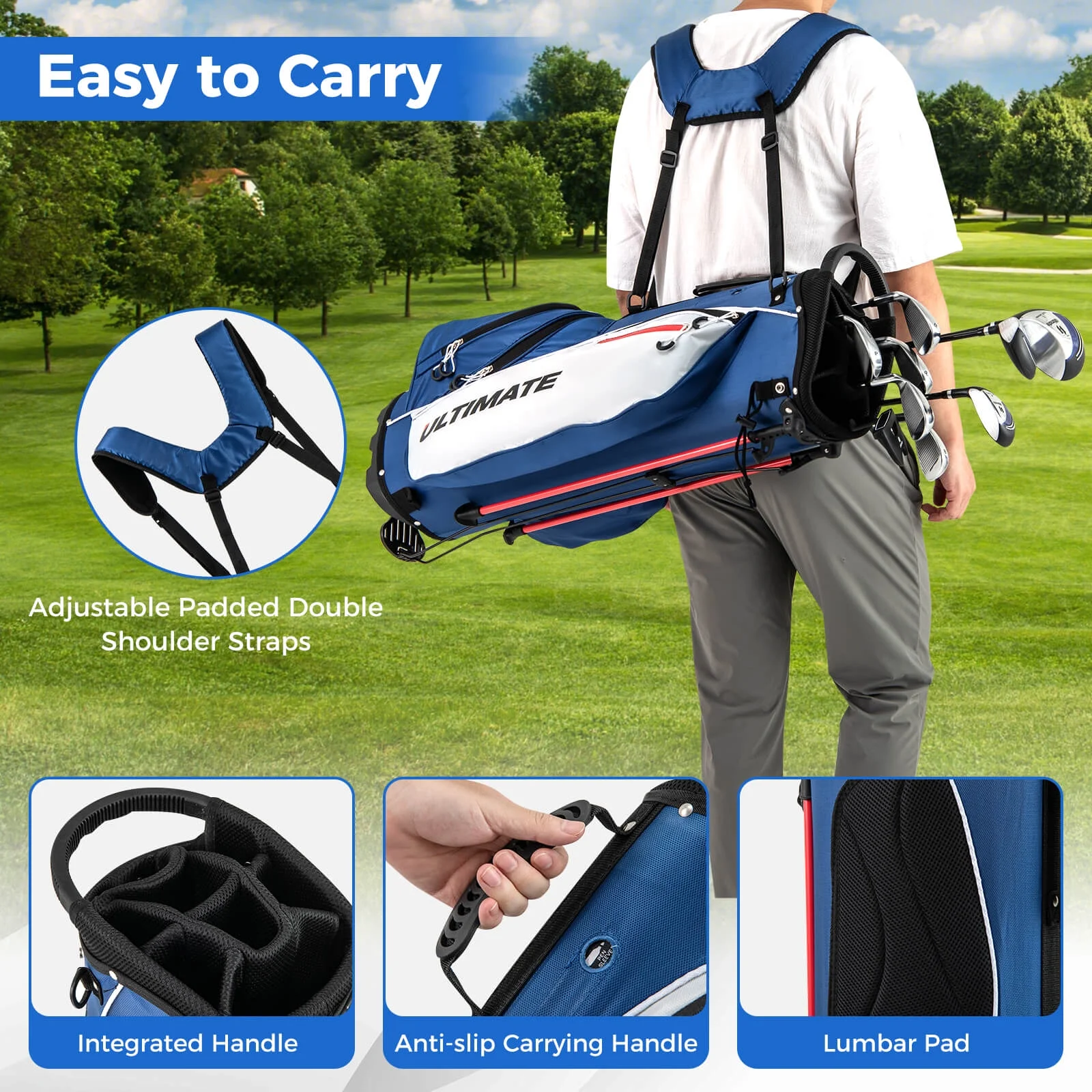 Costway Men's Complete Golf Clubs Package Set 10 Pieces Includes Alloy Driver - Image 2