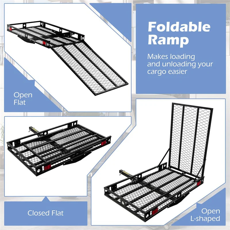 Eletriclife 500 LBS Hitch Mount Mobility Scooter Carrier Heavy-Duty Wheelchair Cargo Rack with Foldable Ramp