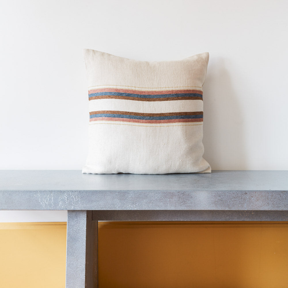Coussin belge en lin à rayures Harlan