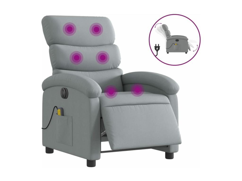 Sillón reclinable de masaje eléctrico tela gris claro