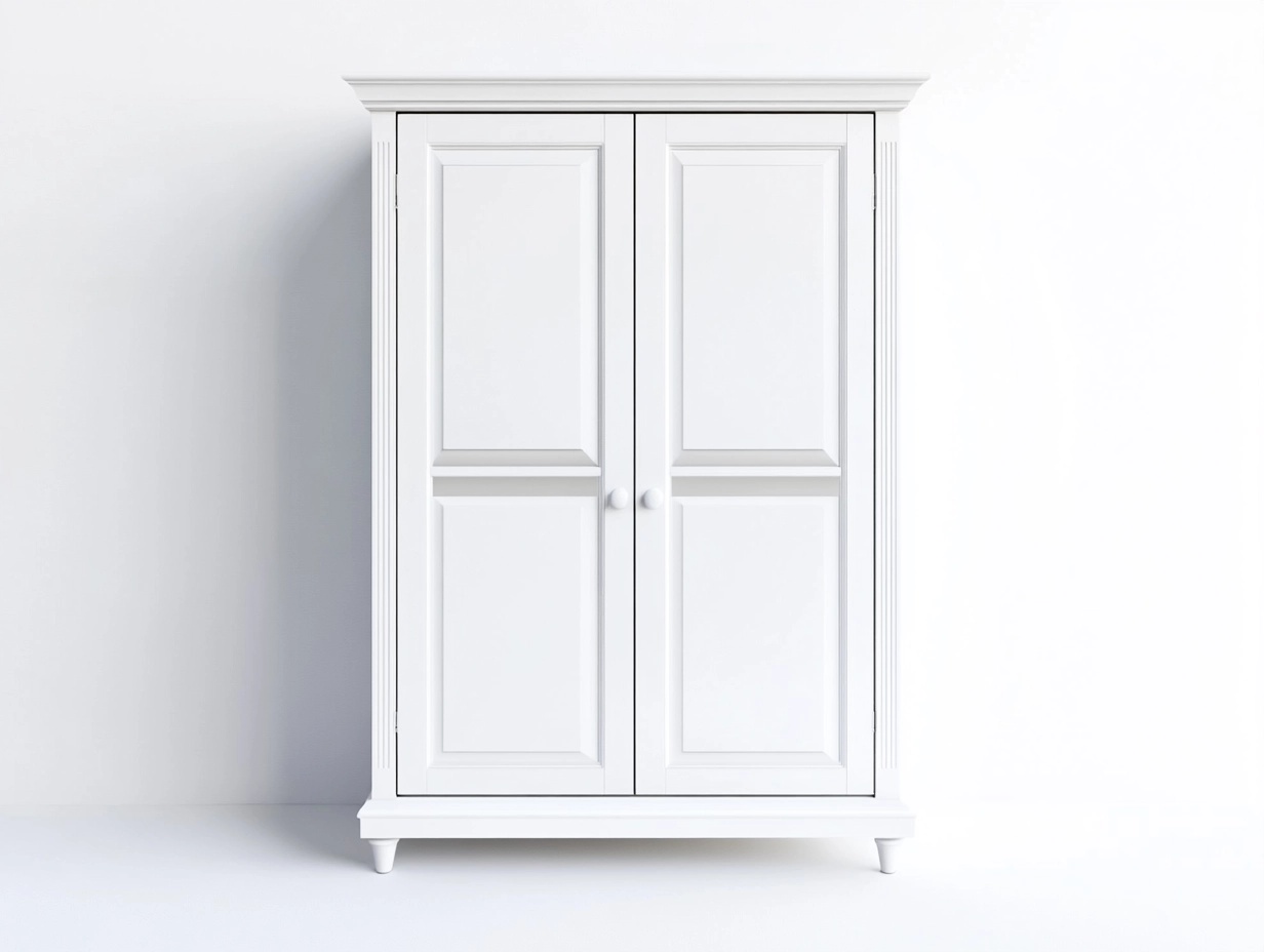 Armario blanco de madera maciza 180x100x50 cm estilo clásico para dormitorio almacenamiento práctico cf0789709