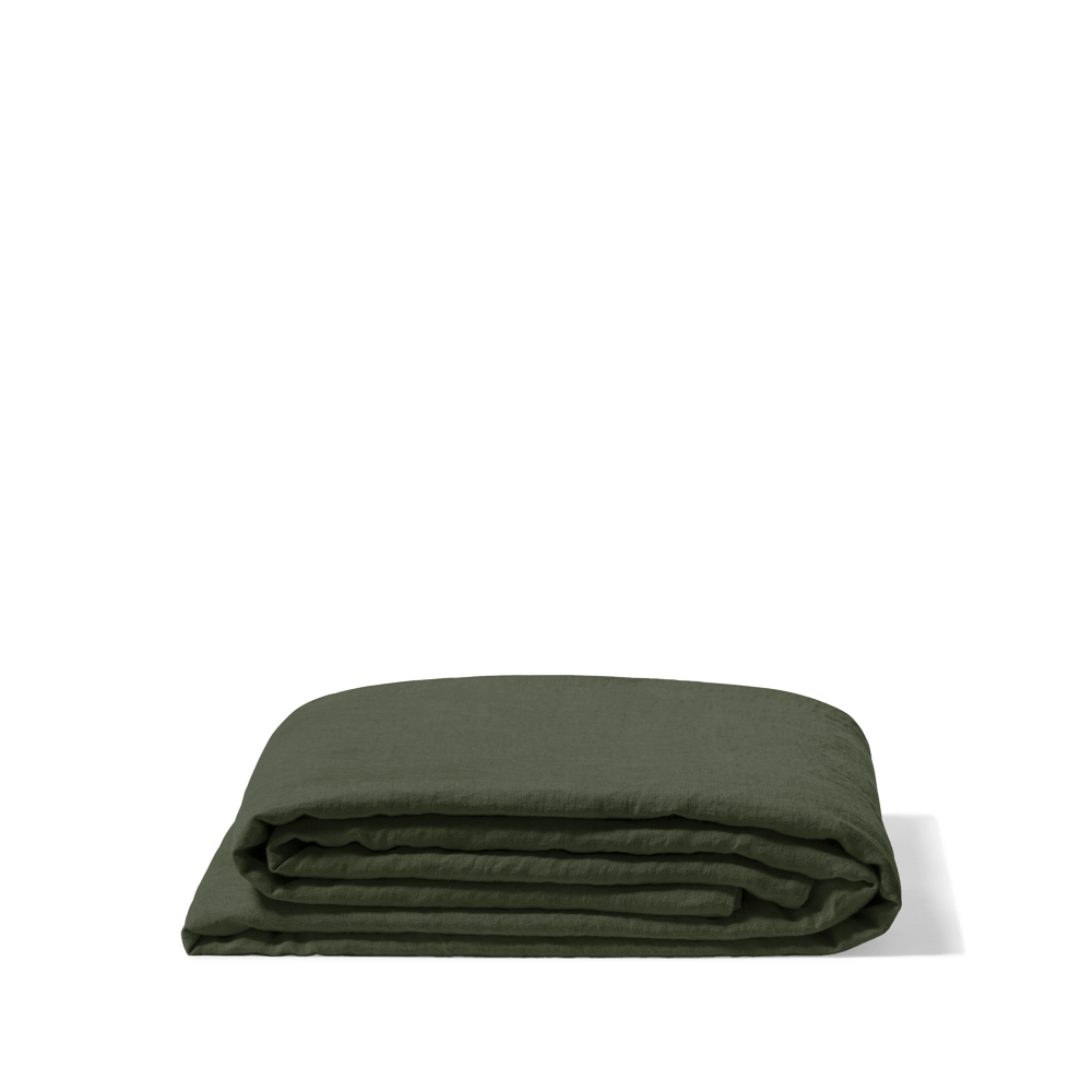 Drap plat en lin lavé - Vert Oxyde