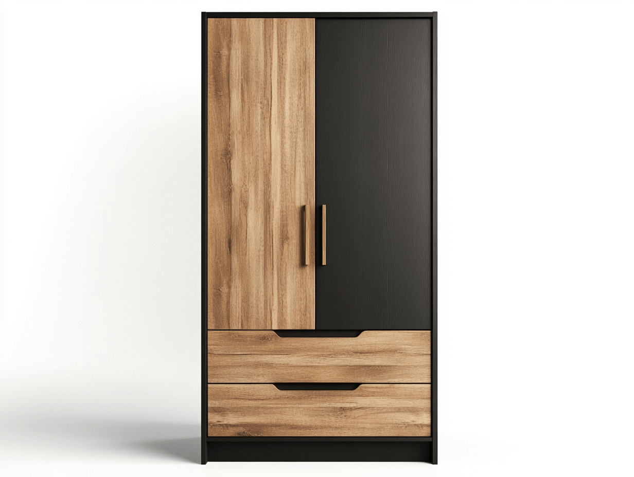 Armario con puertas dobles y dos cajones, 80x50x180 cm