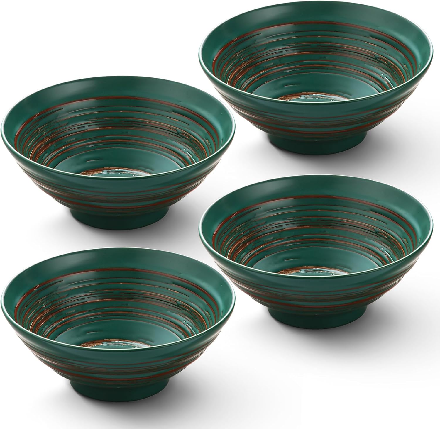 YUN TAO Ceramic Ramen Bowls Set of 4, 35 oz Large Japanese Style Serving Bowls for Salad,Udon, Soba, Pho,Pasta, Asian Soup Noodle (Multicolor - Set of 4)