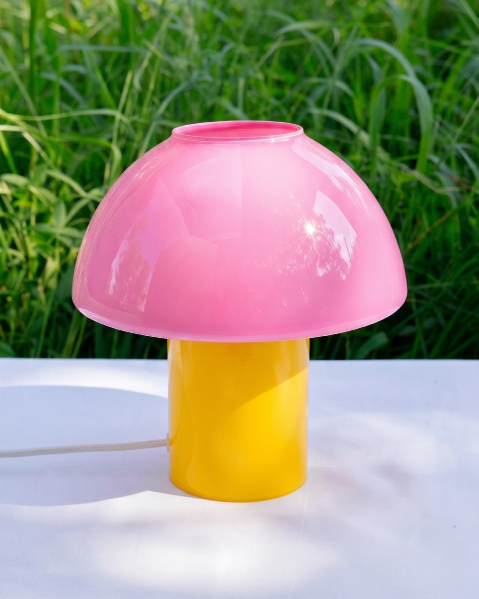 Cogumelo Glaslampe rosa gelb