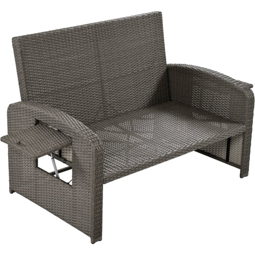 Harper & Bright Designs Rattan Outdoor Double Lounge Chaise 2-Person PE Wicker Outdoor Patio Sunbed with Canopy Cover for Backyard Garden Balcony, Beige+Black - Image 102