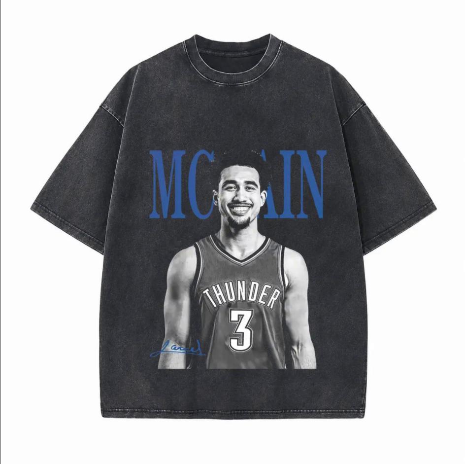 Retro Basketball Player Portrait Graphic Printed Unisex Washed T-Shirt