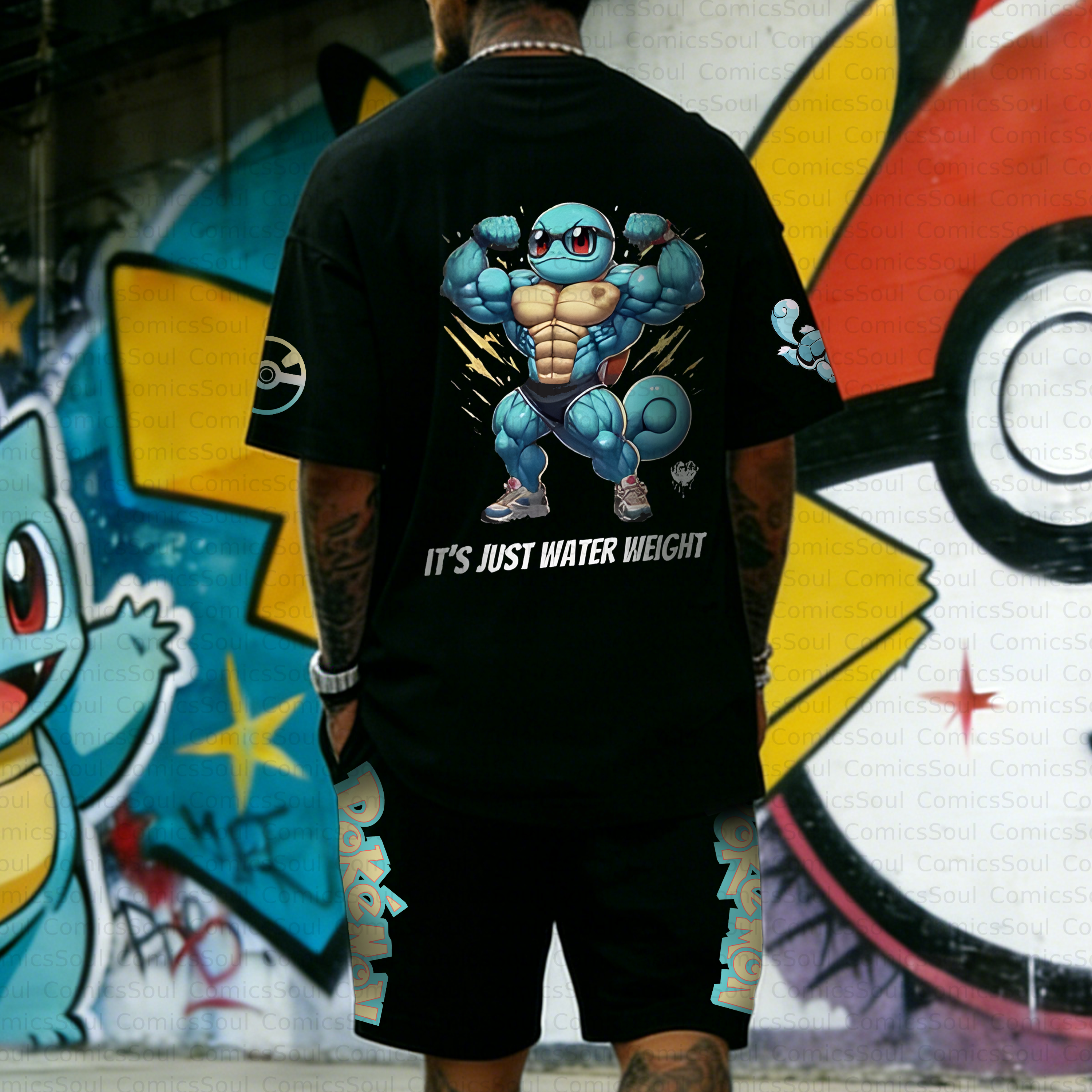 Unisex Anime Inspired Vintage T-shirt& Shorts 2 Pieces Set