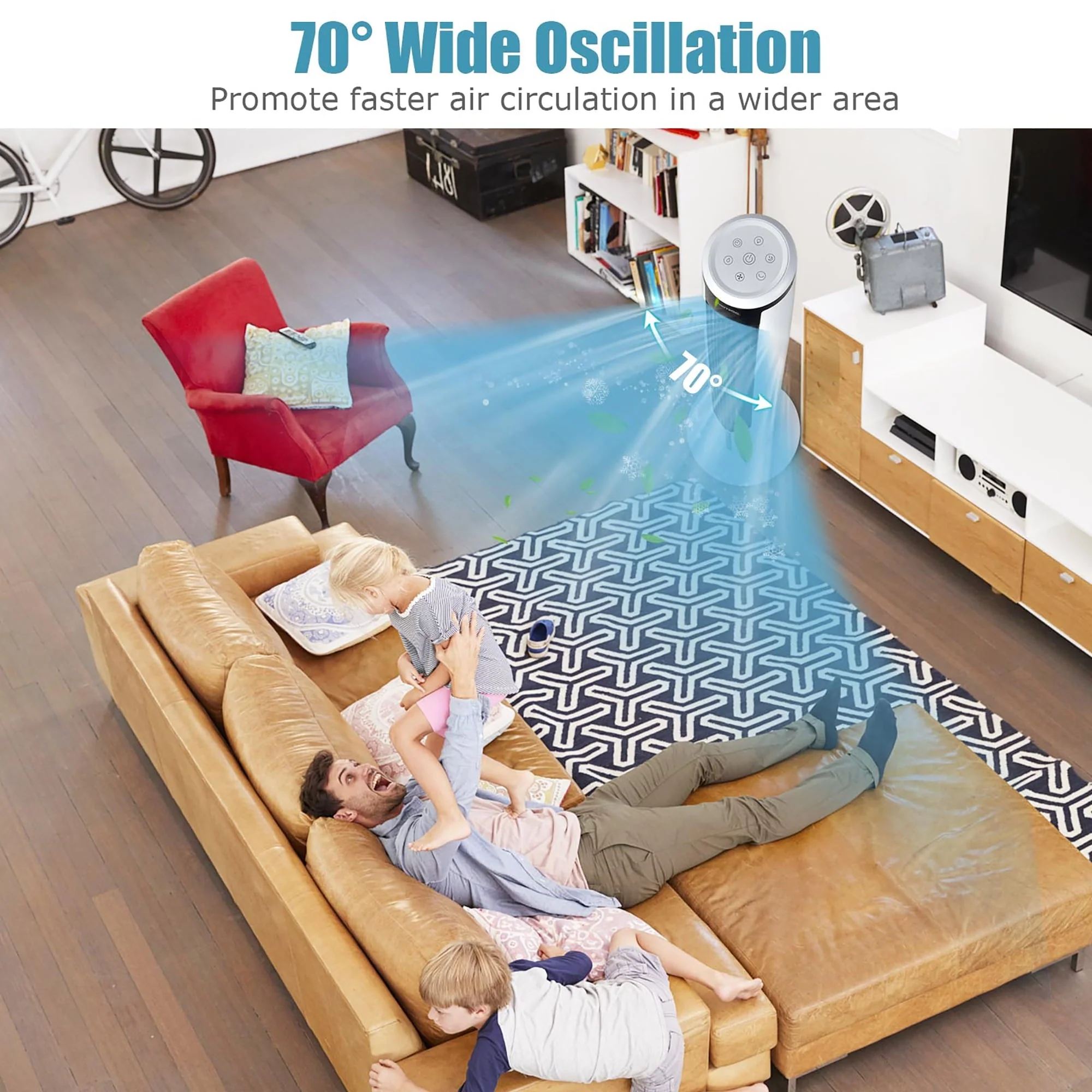 Costway 41'' Evaporative Air Cooler Quiet Cooling Oscillating Fan with Remote Control - Image 4