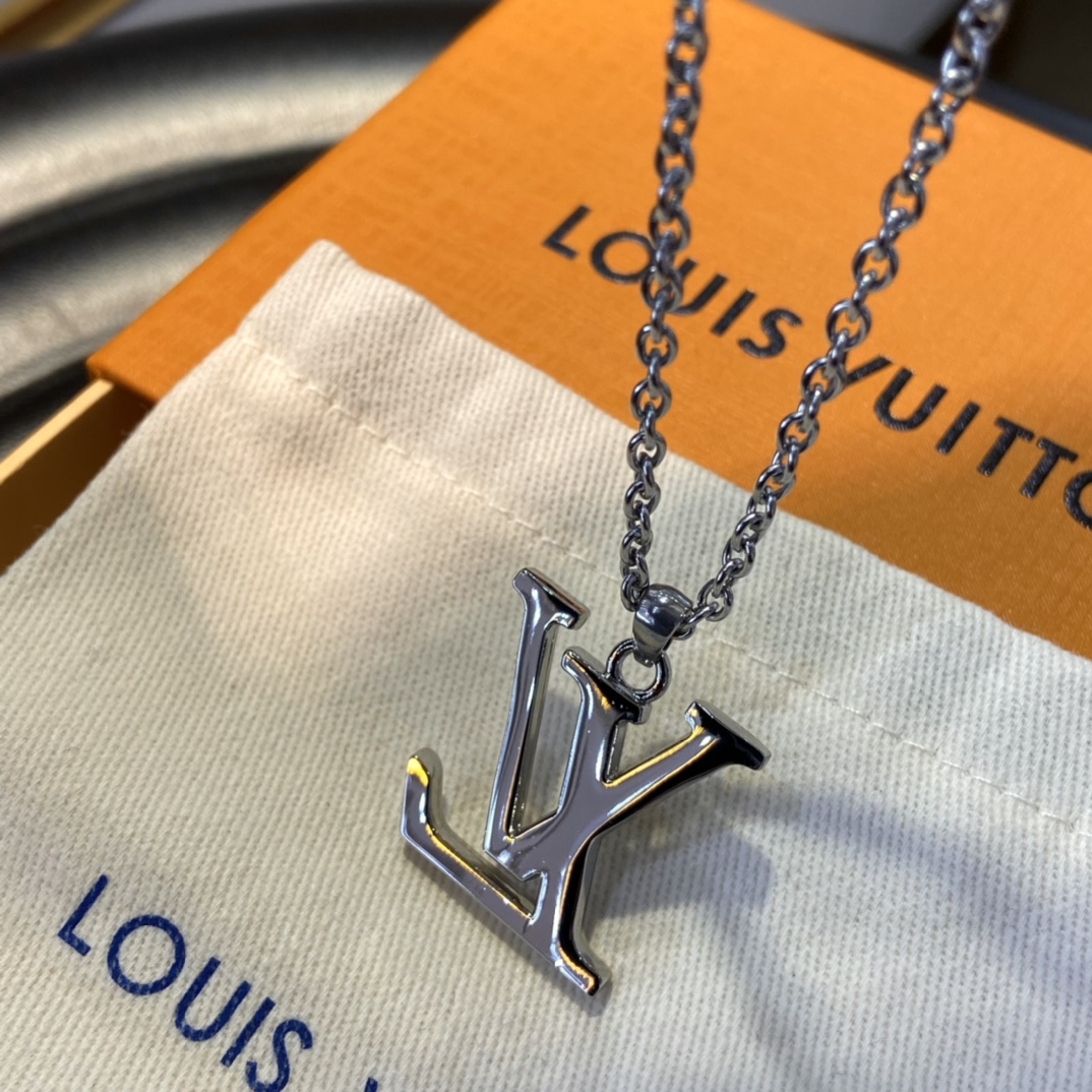 Louis Vuitton White Yellow LV Monogram Penddant Necklace - Original Replica Club