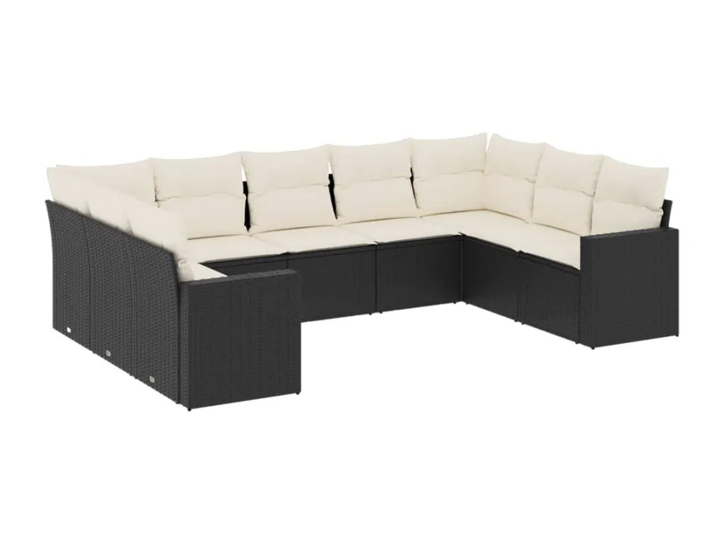 Set de sofás de jardín 10 pzas y cojines ratán sintético marrón DDST89981